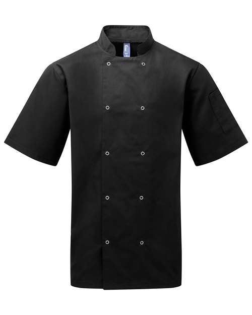 Unisex Ten Studded Front Short Sleeve Chef Coat
